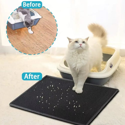 Double Layer Waterproof Cat Litter Mat - Non-Slip and Washable Pet Litter Box Pad with Gift