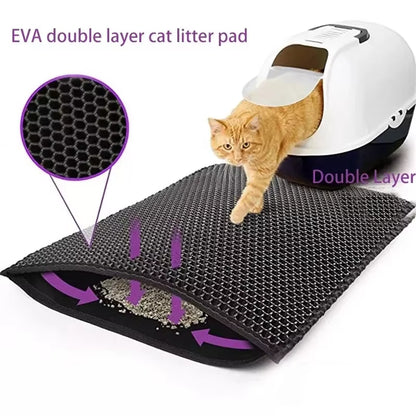 Double Layer Waterproof Cat Litter Mat - Non-Slip and Washable Pet Litter Box Pad with Gift