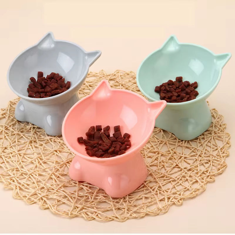 Elevated Cat Bowl - Stylish Tilted Design for Cats and Dogs - Black Food and Water Bowl