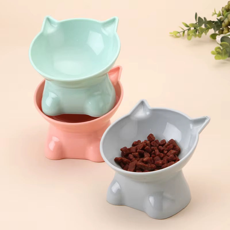 Elevated Cat Bowl - Stylish Tilted Design for Cats and Dogs - Black Food and Water Bowl