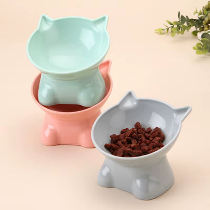 Elevated Cat Bowl - Stylish Tilted Design for Cats and Dogs - Black Food and Water Bowl
