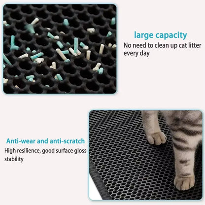 Double Layer Waterproof Cat Litter Mat - Non-Slip and Washable Pet Litter Box Pad with Gift