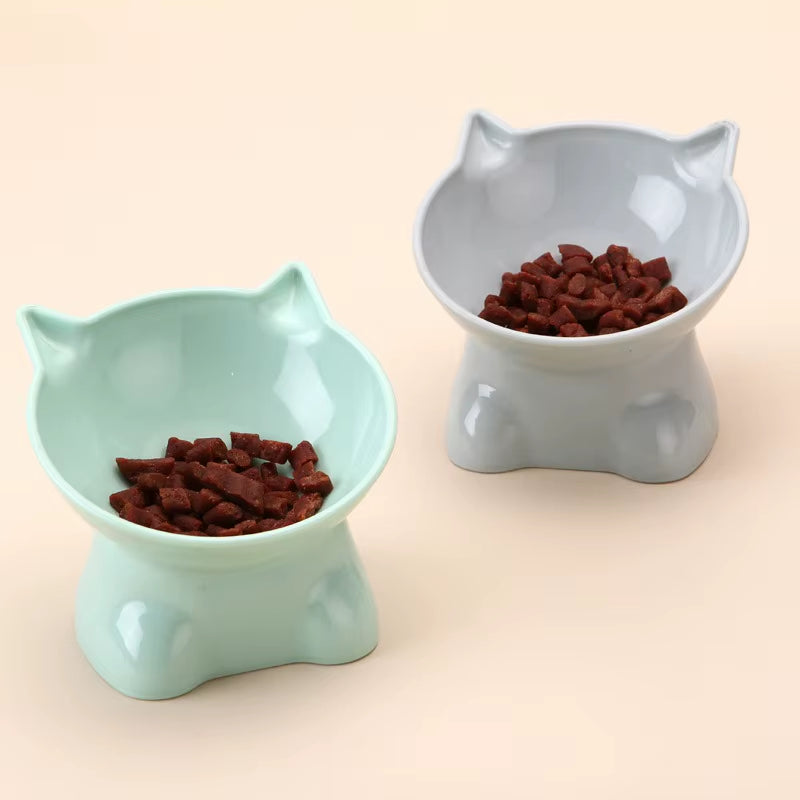 Elevated Cat Bowl - Stylish Tilted Design for Cats and Dogs - Black Food and Water Bowl