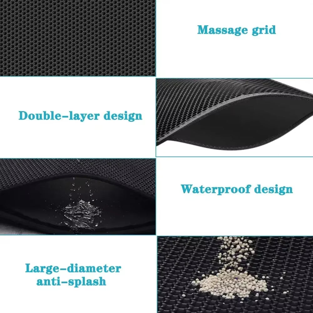Double Layer Waterproof Cat Litter Mat - Non-Slip and Washable Pet Litter Box Pad with Gift
